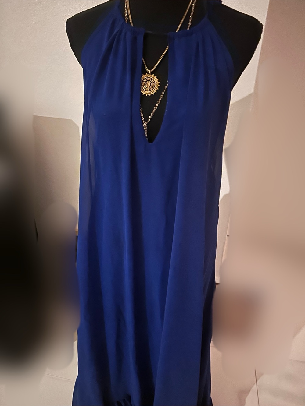 Royal Blue Halter Keyhole Maxi Dress